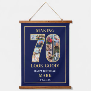 Making 70 Look Good Photo Collage 70th Birthday Hanging Tapestry