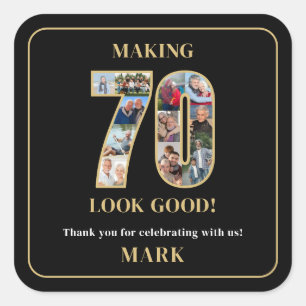 Making 70 Look Good Photo Collage 70th Birthday Square Sticker