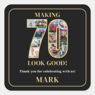 Making 70 Look Good Photo Collage 70th Birthday Square Sticker