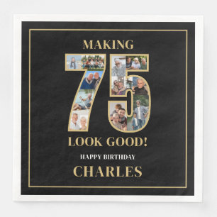 Making 75 Look Good Photo Collage 75th Birthday Napkin