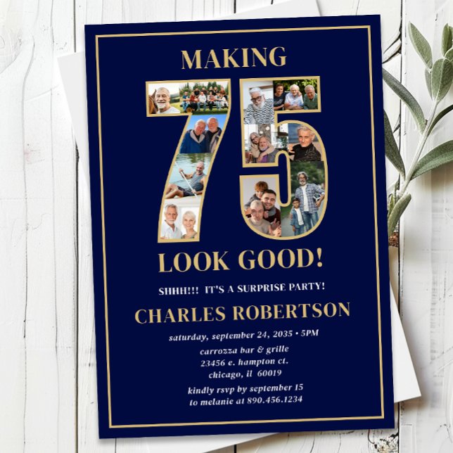 Making 75 Look Good Photo Surprise Birthday Invitation (Creator Uploaded)
