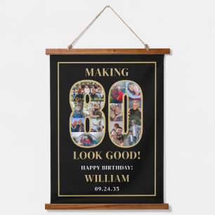Making 80 Look Good Photo Collage 80th Birthday Hanging Tapestry