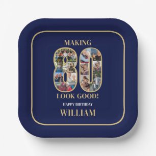 Making 80 Look Good Photo Collage 80th Birthday Paper Plate