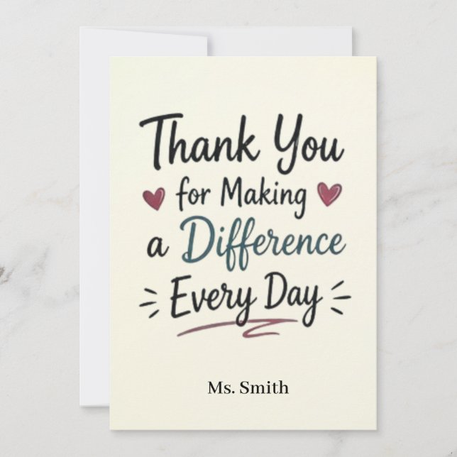 Making a Difference Every Day Personalized Card (Front)