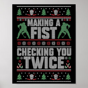 Making A Fist Checking You Twice Hockey Player Chr Poster