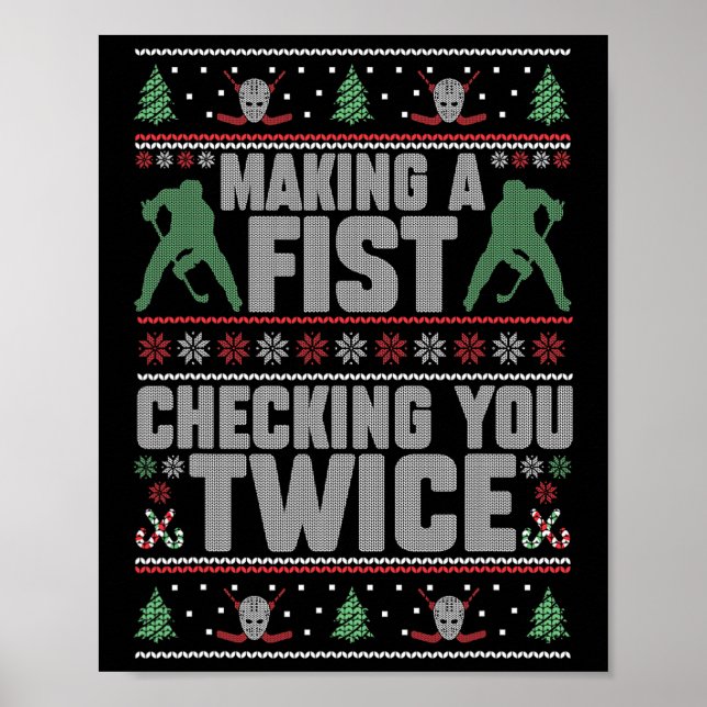 Making A Fist Checking You Twice Hockey Player Chr Poster (Front)