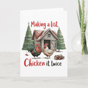 Making A List Chicken It Twice Christmas Humour Card