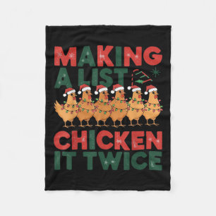 Making A List Chicken It Twice Christmas Xmas Chic Fleece Blanket