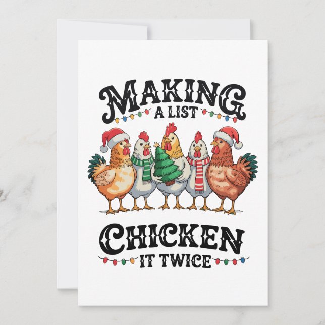 Making A List Chicken It Twice Christmas Xmas Holiday Card (Front)
