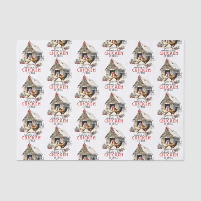 Making a List Chicken It Twice Country Christmas Tissue Paper (Front)