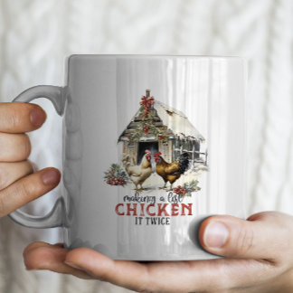 "Making a list, Chicken it twice" Puns Christmas Coffee Mug