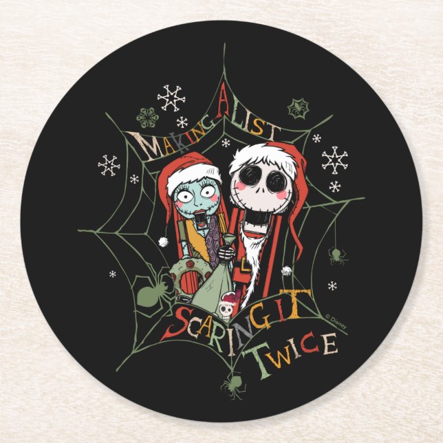Making A List Scaring it Twice Round Paper Coaster (Front)