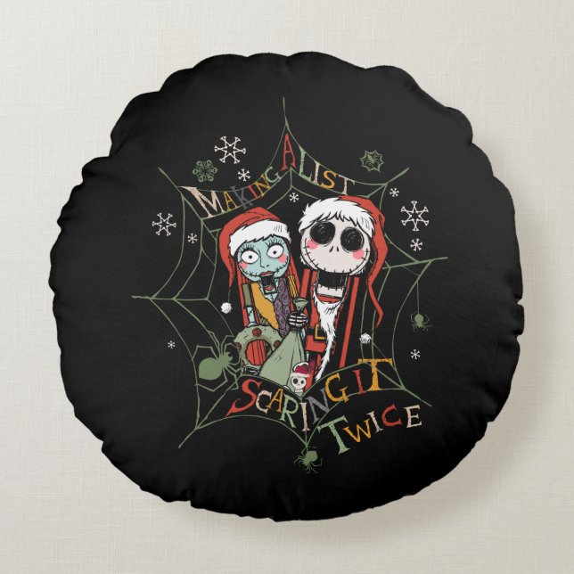 Making A List Scaring it Twice Round Pillow (Front)