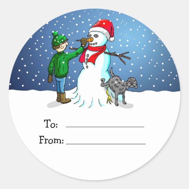 Making a Snowman Gift Tag Sticker (Front)