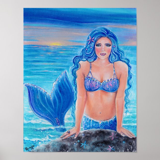 Making a splash blue mermaid poster by Renee (Front)