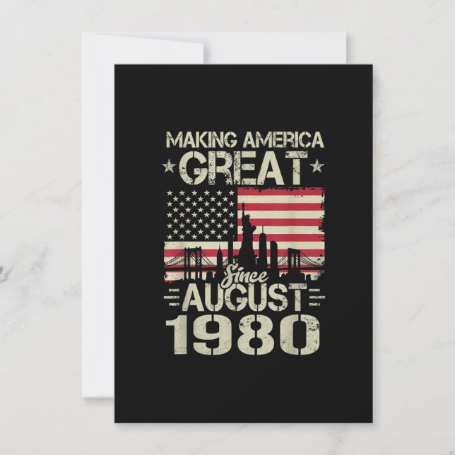Making America Great Since August Birthday Gift 19 Invitation (Front)