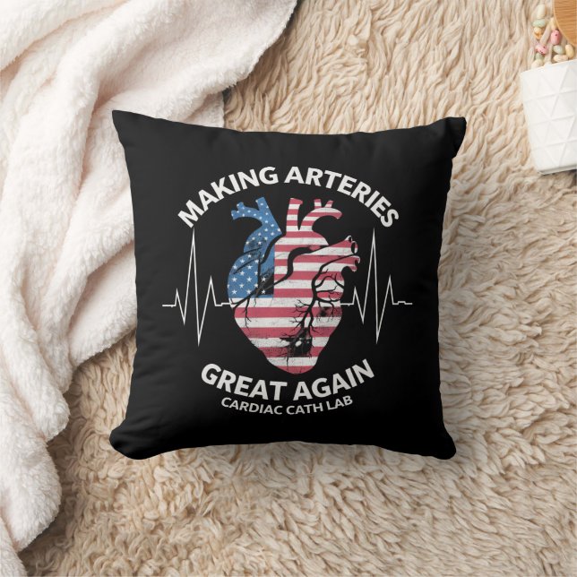 Making Arteries Great Again Cardiac Cath Lab  Throw Pillow (Blanket)