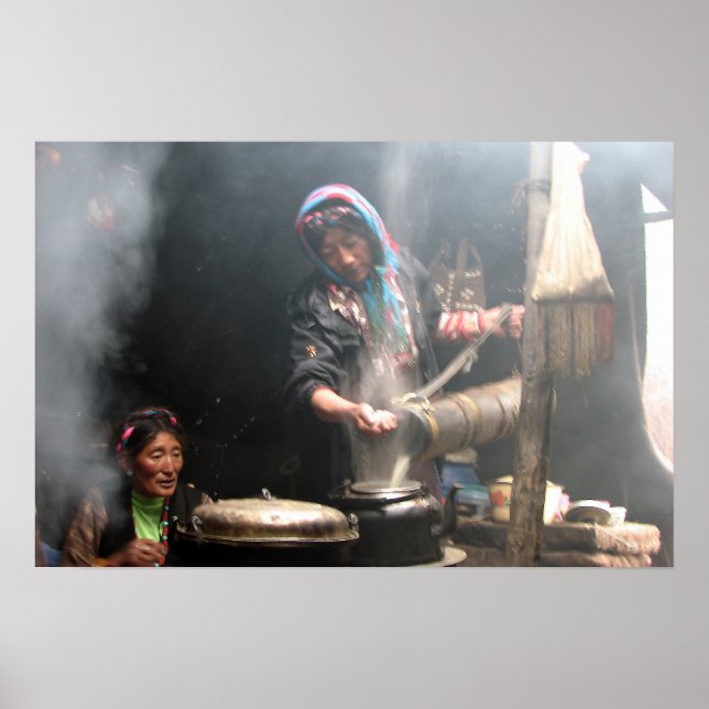 Making Butter Tea (Photo by David Berry) Poster (Front)