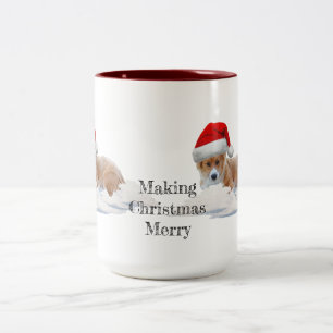 Making Christmas Merry Santa Corgi Two-Tone Coffee Two-Tone Coffee Mug