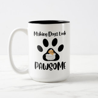 Making Dogs Look Pawsome, Groomer Apparel Two-Tone Coffee Mug