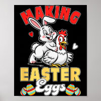 Making Easter Eggs Funny Joke Couple Bunny Chicken