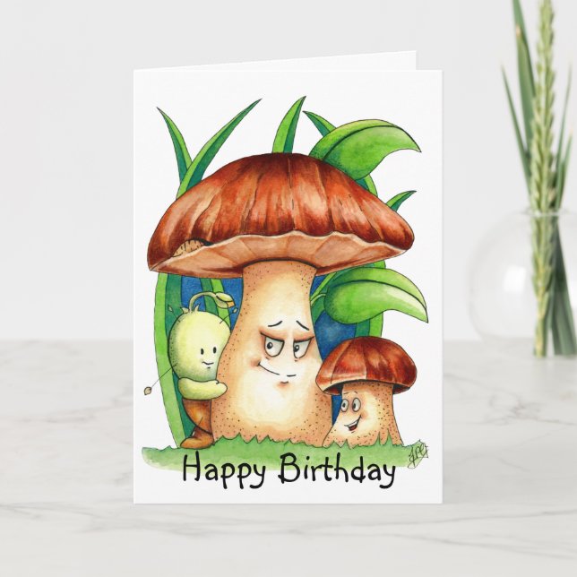Making Friends With Mushrooms Birthday  Card (Front)
