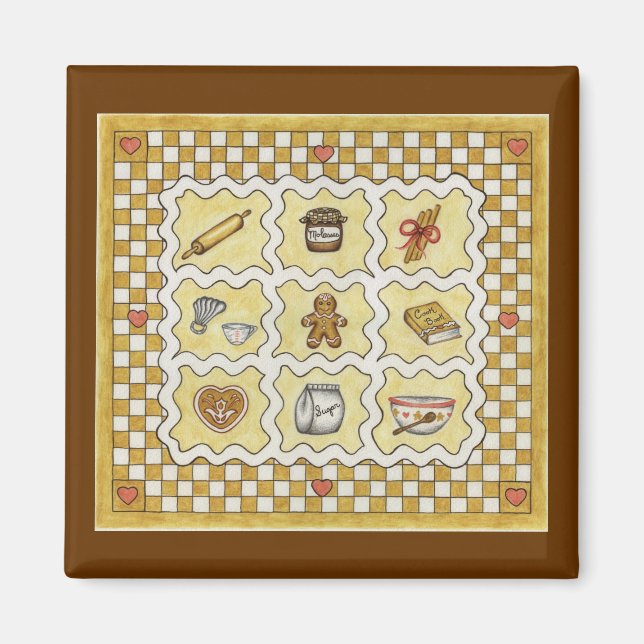 Making Gingerbread Christmas Kitchen Magnet (Front)