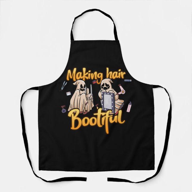 Making Hair Bootiful Funny Scary Ghost Hairdresser Apron (Front)
