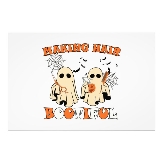 Making Hair Funny Ghost Hairdresser Halloween  Photo Print (Front)