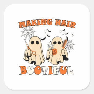 Making Hair Funny Ghost Hairdresser Halloween  Square Sticker