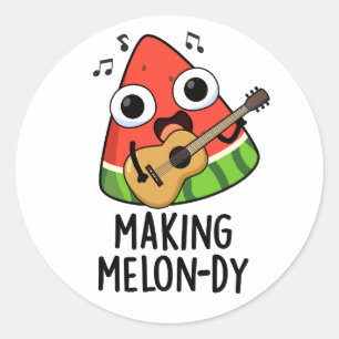 Making Melon-dy Funny Melon Pun  Classic Round Sticker