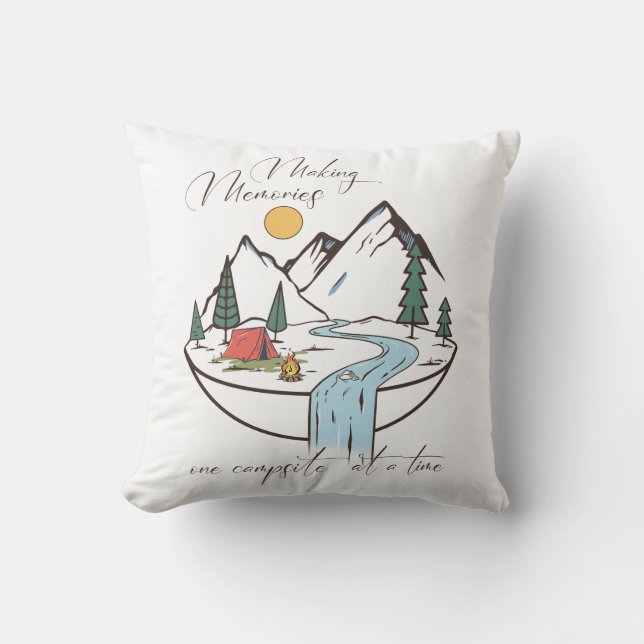 Making Memories Camping Throw Pillow (Front)