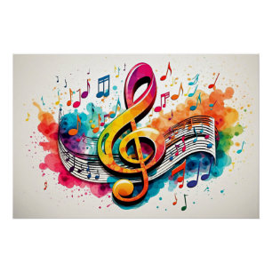 Making Music, colourful design, AI-generated, Poster