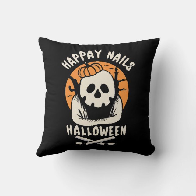Making Nails Bootiful Halloween  Throw Pillow (Back)