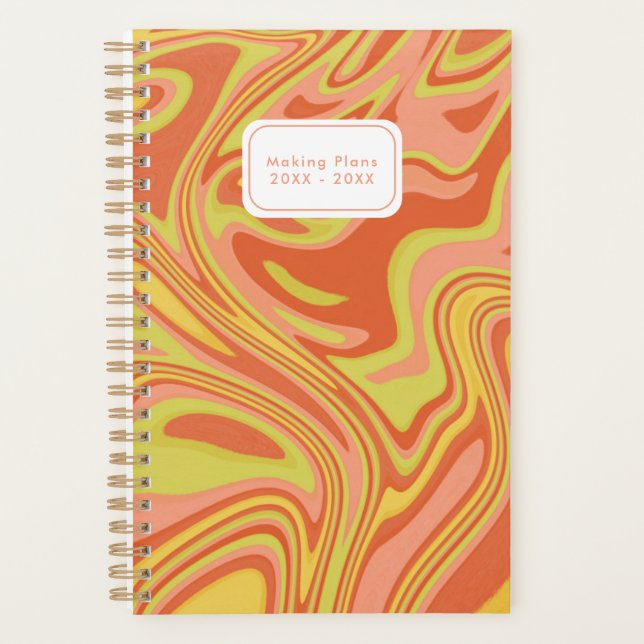 Making Plans Modern Colourful Orange Yellow Marble Planner (Front)