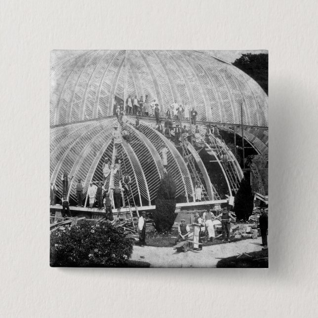 Making repairs to the Great Conservatory at Chatsw 2 Inch Square Button (Front)