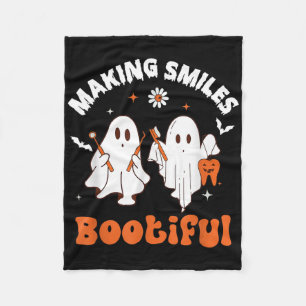 Making Smiles Bootiful Funny Ghost Dentist Hallowe Fleece Blanket
