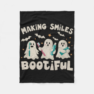 Making Smiles Bootiful Halloween Funny Ghost Denti Fleece Blanket