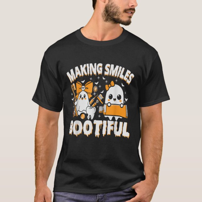Making Smiles Bootiful Halloween Funny Ghost Denti T-Shirt (Front)