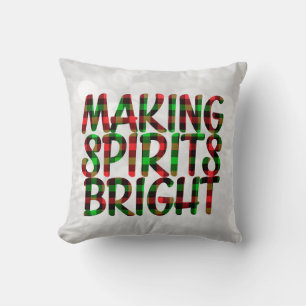 Making Spirits Bright Buffalo Plaid Christmas Throw Pillow