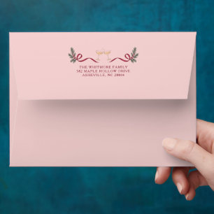 Making Spirits Bright Burgundy Bow Holiday Party Envelope