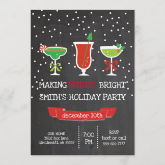 Making Spirits Bright Chalkboard Holiday Party Invitation