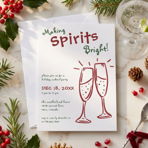Making Spirits Bright Champagne Christmas Party Invitation