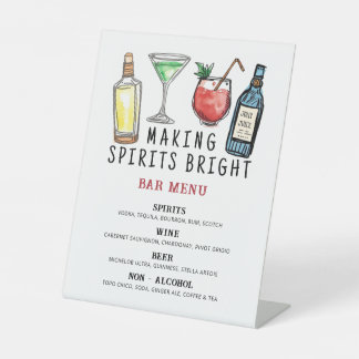 Making Spirits Bright Christmas Bar Menu Sign