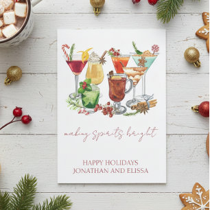 Making Spirits Bright Christmas Cocktail Holiday Card