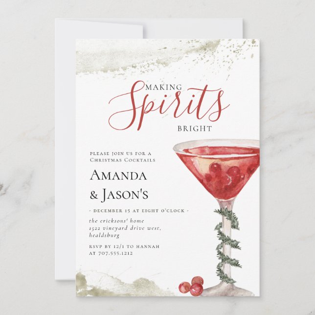 Making Spirits Bright, Christmas Cocktail Party Invitation (Front)