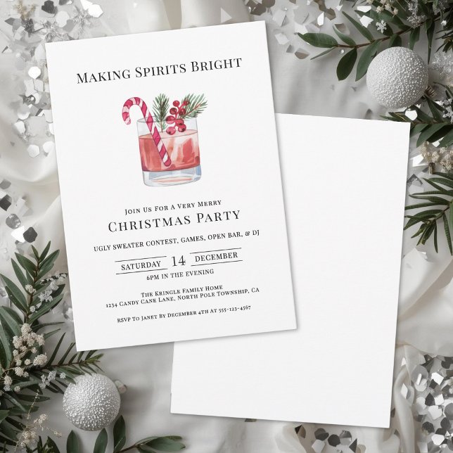 Making Spirits Bright Christmas Cocktail Party Invitation (Making Spirits Bright Christmas Cocktail Party Invitation)