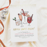 Making Spirits Bright | Christmas Cocktail Party Invitation<br><div class="desc">Making spirits bright! A set of hand-painted Christmas drinks, including a martini with a candy cane, mulled wine with star anise orange, and cinnamon, champagne with candy and frozen berries, and a white russian decorated with a sprig of holly. Below there is hand-written gold lettering and the party information in...</div>