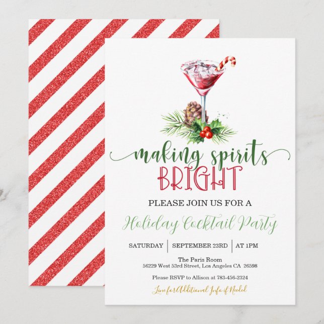 Making Spirits Bright Christmas Party Invitation (Front/Back)