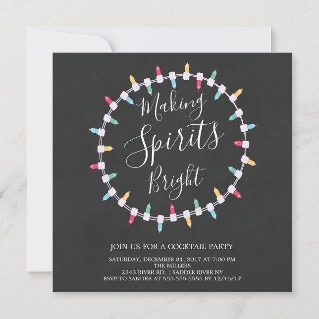 Making Spirits Bright Cocktail Party Invitation (Front)